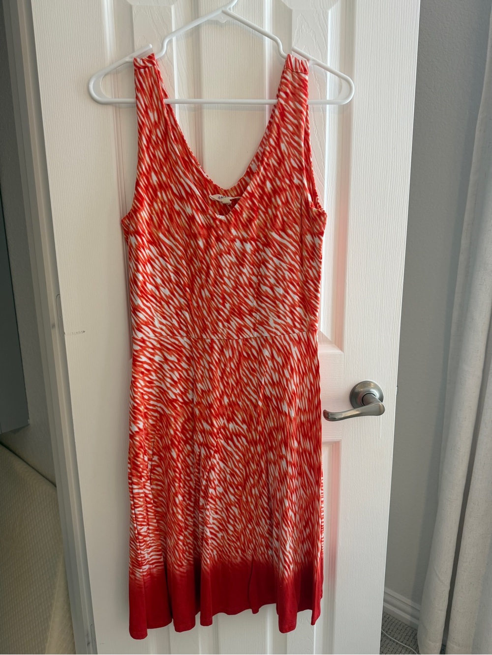 Athleta Orange and White Sleeveless Printed Midi Dress